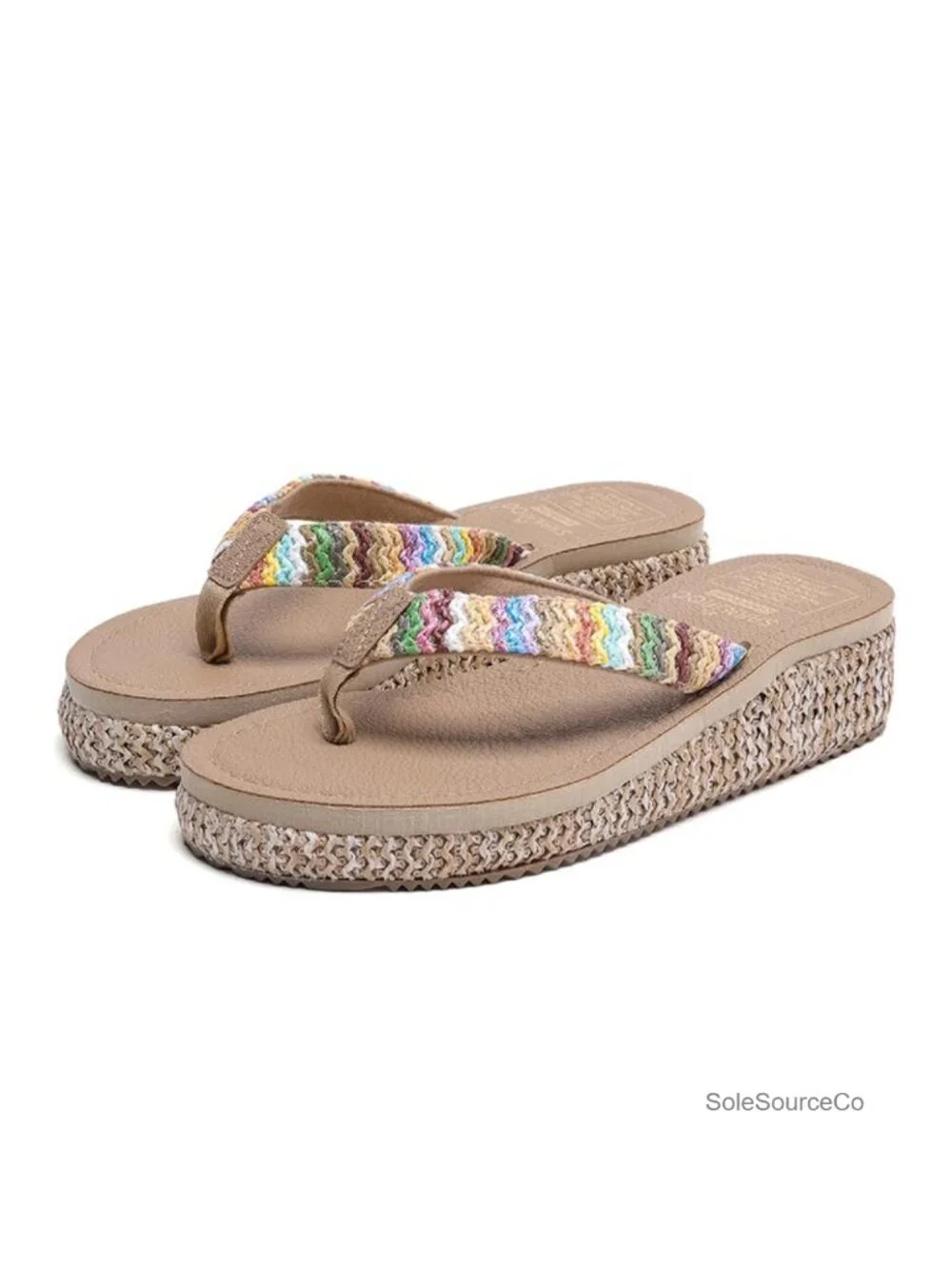 Women's Platform Wedge Flip Flops Bohemian Faux Suede Sandals